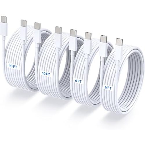 4-Pack (6ft 6ft 10ft 10ft) 60W USB C to USB C Fast Charging Cable