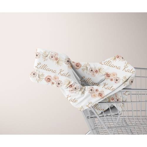 PERSONALIZED Shopping Cart Cover High Chair Car Seat Cover Baby Girl Sheet Crib Bedding Floral Baby Name Blanket Baby Shower Gift Milestone