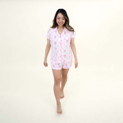 Women's Short Sleeve Pajama Set in Sakura Peony