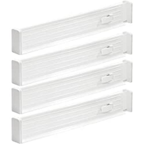 Amazon.com: mDesign Expandable Kitchen Drawer Organizer - Adjustable Divider with Foam Ends - Secure Hold, Locks in Place - Separators for Pantry, Cupboard, Cabinet Storage, Ligne Collection, 4 Pack - White: Home & Kitchen