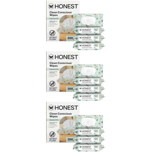 The Honest Company Hypoallergenic Multi-Use Baby Wipes for Sensitive Skin, Geo Mood, 288 Count (Pack of 3)