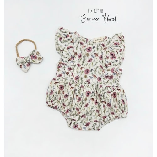 Milana Muslin Bubble Romper + Bow – Olive and Cradle