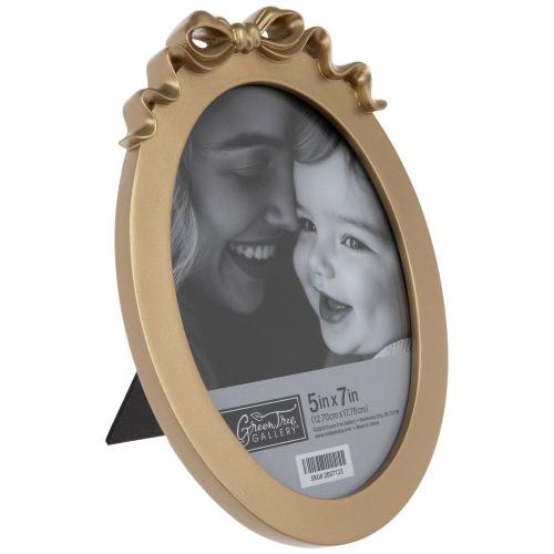 Gold Bow Oval Picture Frame - 5" x 7"