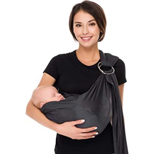CUBY Water Baby Sling Carrier Lightweight Breathable Mesh Baby Ring Slings, Adjustable Quick-Drying Ring Sling Baby Carrier for Newborn Kids Toddlers Summer Swimming Pool Beach(Deep Grey)