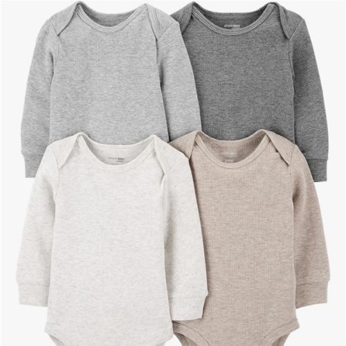 Simple Joys by Carter's Baby 4-pack Soft Thermal Long Sleeve Bodysuits