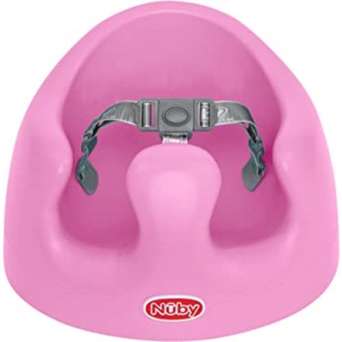 Nuby My Floor Seat - Portable Baby Chair with Soft Foam Cushion, Safety Harness, and High Back Design - 4+ Months - Pink