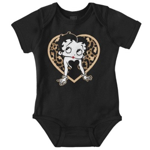 Betty Boop Leopard Print Heart Baby Bodysuit Jumper Girls Licensed Brisco Brands Black 6m