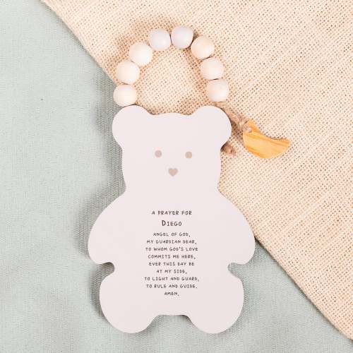 Personalized Guardian Angel Prayer Bear Hanging Plaque