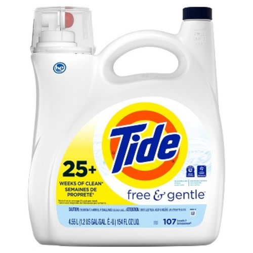 Tide High Efficiency Liquid Laundry Detergent - Free & Gentle - 154 fl oz&nbsp;