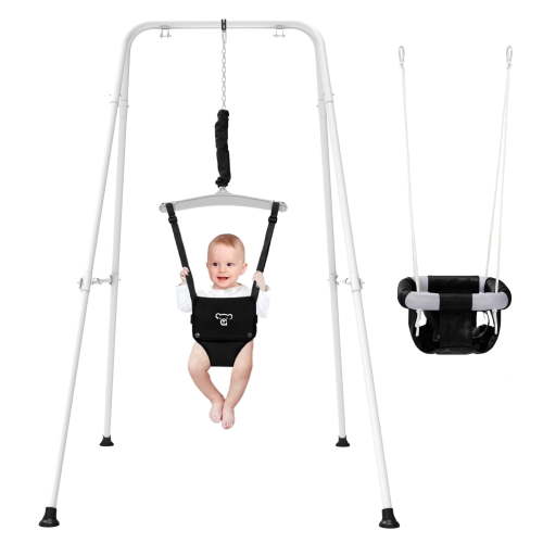 G TALECO GEAR, 2-in-1 Baby Jumper and Swing, Black, for 6-24 Months