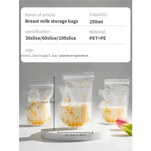 30pcs Breastmilk Storage Bags, 8oz Breastfeeding Milk Pouches With Spill-Proof Pouring Spouts, Flat Design For Space Saving | SHEIN USA