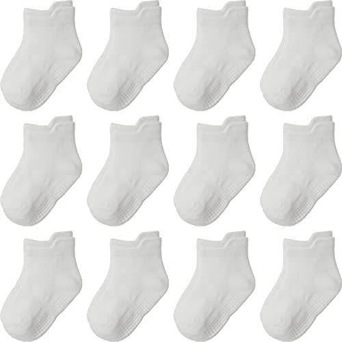 Non Slip Grip Ankle Baby Socks 12 Pack for Toddler Boys and Girls Kids,Infant Cute Cotton Baby Socks