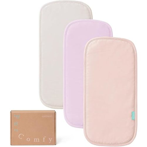 PurComfy Supersoft Burp Cloths Baby Girl, Premium Bamboo Viscose Baby Burp Cloths, Absorbent & Skin-Friendly, Large 21” x 10”, Baby Essentials for Feeding, Spit-Up, 3-Pack