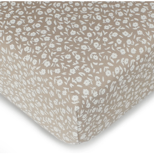 L'ovedbaby Organic Crib Sheets – Oatmeal Ditsy Floral