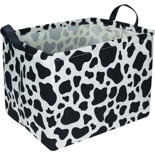NTAOHAMPER Rectangular Cow Storage Basket, Waterproof Cowprint Box with Handles, Room Decor, Gift Basket for CowLovers, Collapsible Storage Bin(Cow)