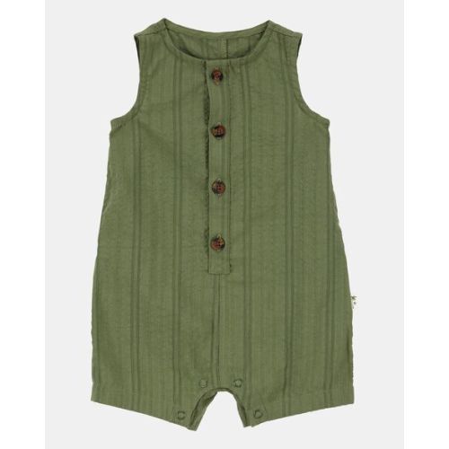 Baby Button-Down Cotton Romper - Green - Carter's | Carter's