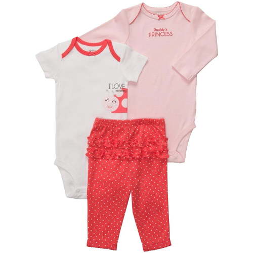 Carter's Baby Girls' 3 Pc Turn Me Around Set - Poppy Ruffle Dot - Newborn