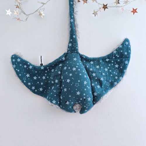 MANTA RAY Baby Comforters, STINGRAY Animal Loveys, Double Gauze Cotton Ocean Toy, Cuddle Soft Sea Animal, Doudou Stingray, New Baby Gift