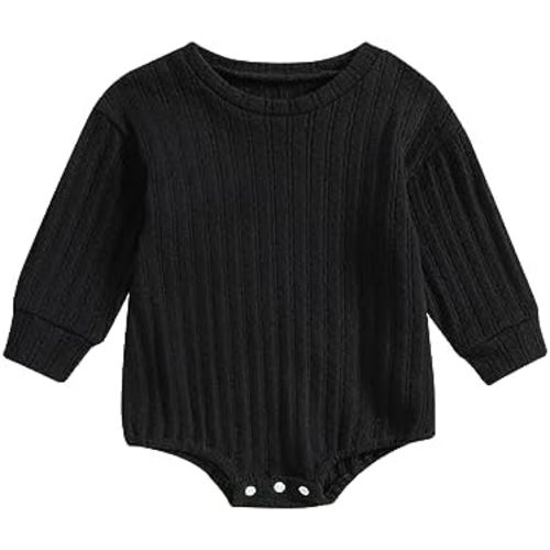 Newborn Baby Boy Girl Long Sleeve Sweatshirt Romper 6 12 18 24 Pullover Bodysuit Oversized Solid One Piece Jumpsuit