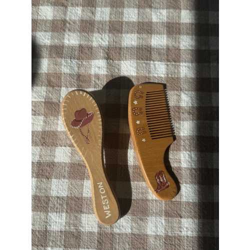 Baby Boy Hairbrush + Comb, Hand-Painted, Birthday, Christmas, Baby Shower Gift