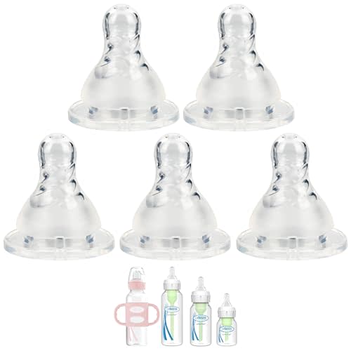 Silicone Nipple for Dr. Brown’s Natural Flow Level 3 Narrow Baby Bottle, Fast Flow, 6m+, 5 Count