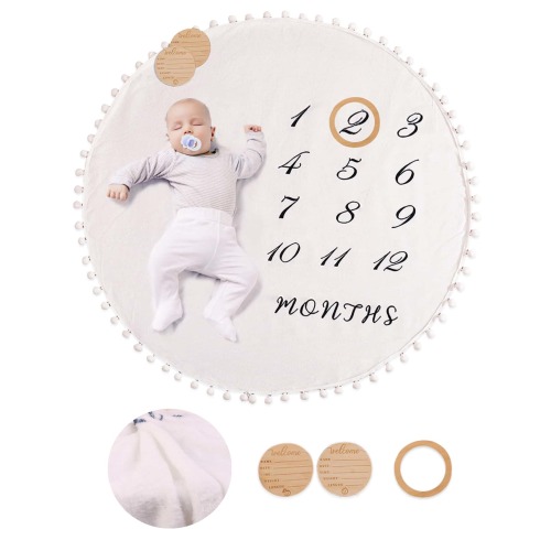Newborn Photography Number And Letter Graphic Blanket With 2pcs Accessory