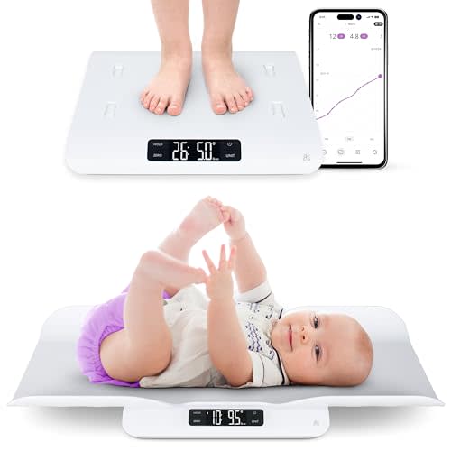 Greater Goods Smart Baby Scale, Bluetooth App for Infant & Toddler Growth | Digital Newborn Scale with Removable Tray, 2-in-1 Design, Hold for Wiggly Babies, Quick Tare, 0.1oz Accuracy, 66lb Capacity