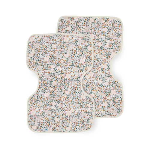 Little Unicorn Ultra-Absorbent Premium Burp Cloth 2 Pack | Soft on Baby's Skin | Larger Size | Ergonomic Design | Set of 2 (Pressed Petals)