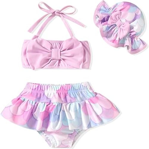 Aalizzwell Baby Girl 2-Piece Bikini Swimsuit with Hat