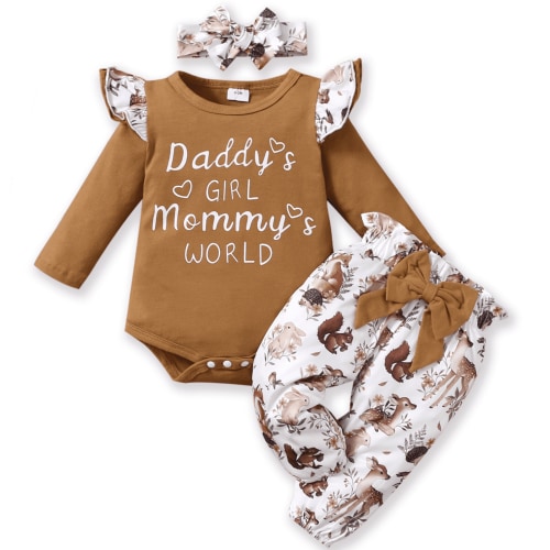 PatPat, Baby Girls Cotton Romper Jumpsuit, 12-18 Months, Brown