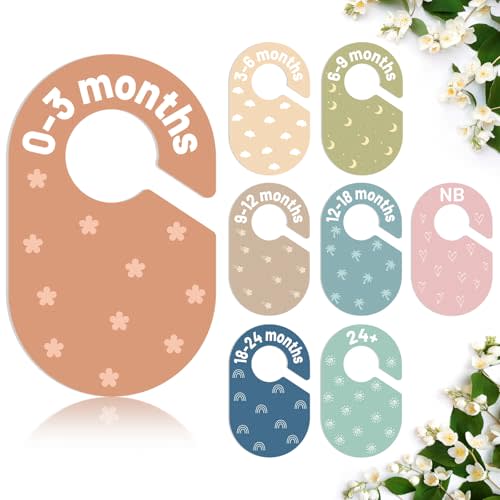 Baby Closet Dividers, Baby Clothes Dividers for Closet, Clothes Organizer for Nursery Closets Decor, Divider Hangers for Sorting 8 Sizes from Newborn to 12+ Months