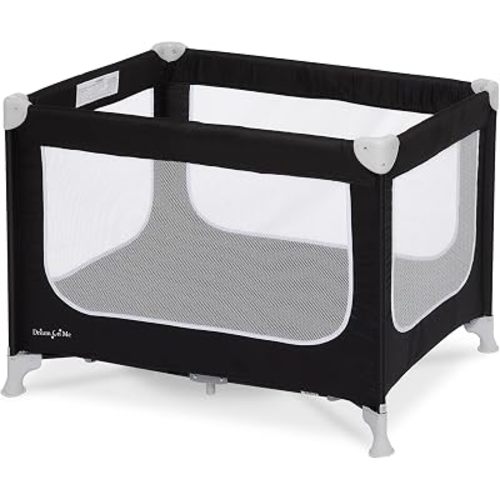 Dream On Me Zodiak Baby Playard, Breathable Mesh Sides, Soft Comfortable Mattress, Quick & Easy to Fold with Travel Carry Bag, Compact Space Saving Design - Black