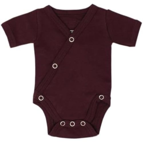 L'ovedbaby Unisex Baby Organic Cotton Short Sleeve Kimono Bodysuit, GOTS Certified, Snap Wrap Onesie for Newborns & Infants