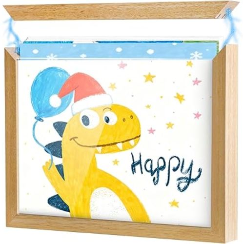 Kids Art Frames – Changeable 8.5x11 with Magnetic Front Opening, Wooden Kids Artwork Display for Wall with Storage 150 Sheets, Toddler Art Work Project Picture Frame for 3D Art & School Work, Mounting Hardware Included