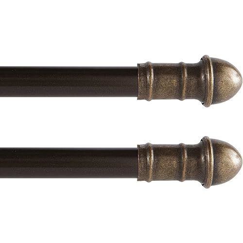 16-28 in. Adjustable Petite Café Curtain Rod, 2-Pack, 7/16 in. Diameter, Bronze