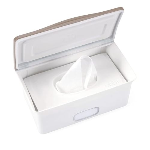 Ubbi Baby Wipes Dispenser with Weighted Plate and Secure Seal, Nursery and Baby Registry Essential to Keep Wipes Fresh, Taupe