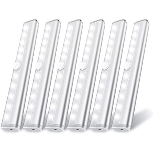 lexall 6 Pack Motion Sensor Lights, 10 LED Closet Battery Operated