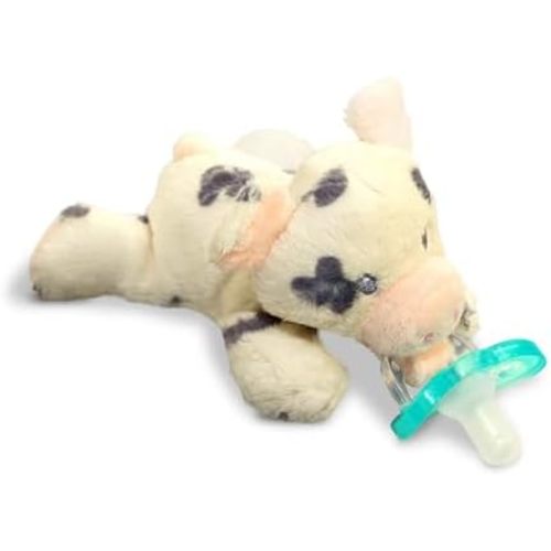 RaZbaby JollyPop Pacifier, Holder w/Detachable Baby Pacifier, Stuffed Animal RaZbuddy, All Ages 0M+, 100% Medical Grade USA Made Silicone, Machine Washable, Textured & Easy to Hold – Pig