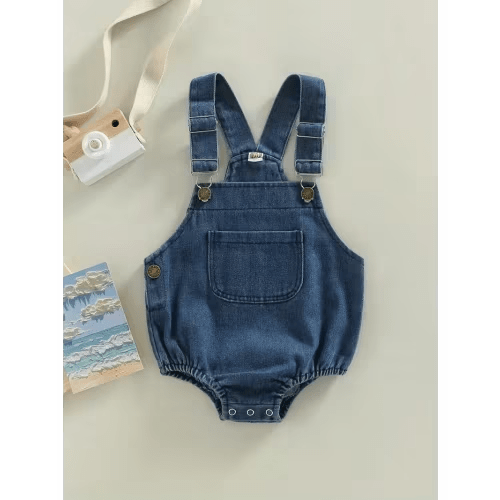 denim romper sleeveless button closure pockets 100 polyester - Temu