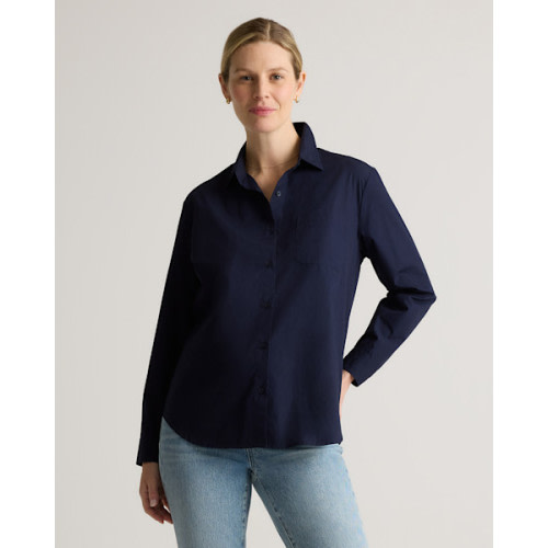 100% Organic Cotton Poplin Maternity Long Sleeve Shirt in Classic White