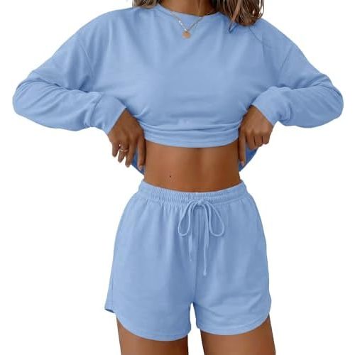 Ekouaer Womens Pajama Sets 2 Piece Lounge Set Casual Long Sleeve Loungewear Matching Sleepwear