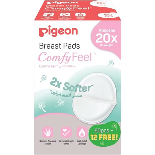 Pigeon ComfyFeel 60-Piece (+12-Pieces Free) Breast Pads (Pack of 72).