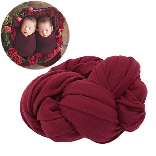 Zeroest Newborn Photography Outfits Props Stretch Wraps Newborn Photography Wrap for Baby Boys Girls Photoshoot Posing Blanket (Wine)