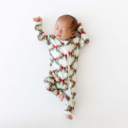 Zippered Romper in Holiday Bow