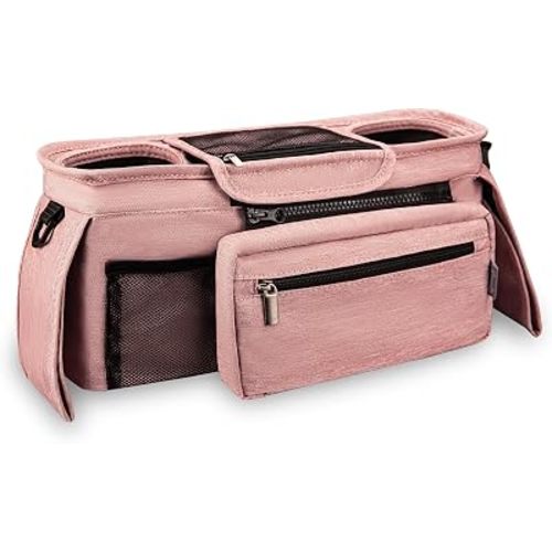 Universal Stroller Organizer, 2 Insulated Cup Holders, Pink