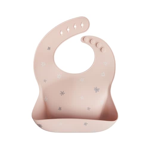 mushie Silicone Baby Bib | Adjustable Fit Waterproof Bibs (Daisy)