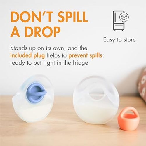 Boon Trove Silicone Manual Breast Pump Set - Hands Free Breast Milk Collector - Includes Polyester Travel Pouch - Breastfeeding Essentials - 2 Count