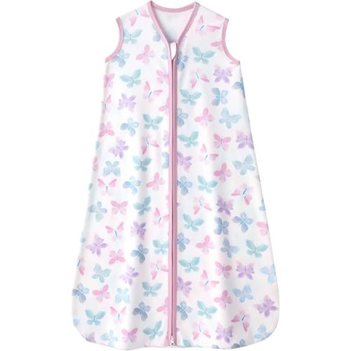 Baby Sleep Sack 6-12 months, 100% Cotton Sleep Sack for Newborn, Wearable Blanket Baby, 0.5 Tog Lightweight Double Zipper Sleeping Bag Butterfly 1 Pack