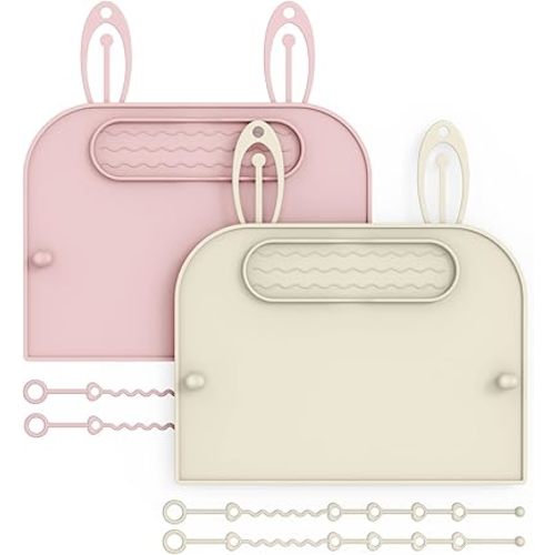 2Pack Silicone Placemats for Baby&Kid, Stain-Proof Non-Slip Baby Place Mat for Restaurant Highchair& Home Dining, Baby-led Food mats for Travel, Portable Toddler Table mat-Waterproof&Dishwasher Safe
