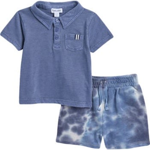 Ripple Polo & Tie Dye Sweat Shorts Set